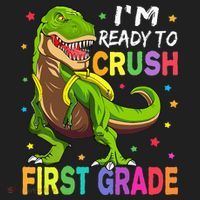 I'm Ready To Crush 1st Grade Dinosaur Back To School Beanie thumb 2