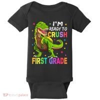 I'm Ready To Crush 1st Grade Dinosaur Back To School Baby Bodysuit thumb 0