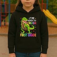 I'm Ready To Crush 1st Grade Dinosaur Back To School Kids Hoodie thumb 3