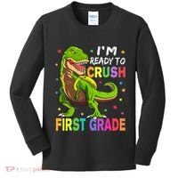 I'm Ready To Crush 1st Grade Dinosaur Back To School Kids Long Sleeve Shirt thumb 0