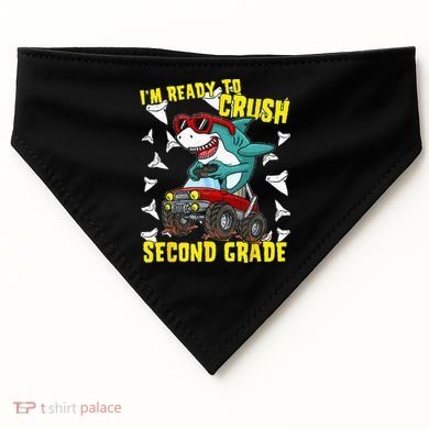 Im Ready To Crush Second Grade Shark Back To School USA-Made Doggie Bandana