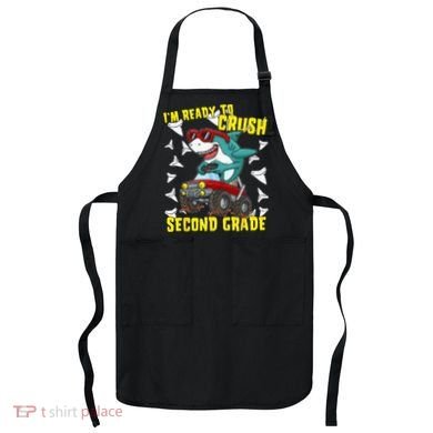 Im Ready To Crush Second Grade Shark Back To School Apron