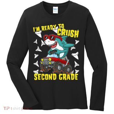 Im Ready To Crush Second Grade Shark Back To School Women's Long Sleeve Shirt