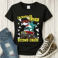 Im Ready To Crush Second Grade Shark Back To School Women's T-Shirt thumb 3