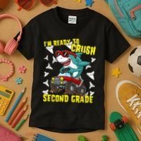 Im Ready To Crush Second Grade Shark Back To School Kids T-Shirt thumb 3