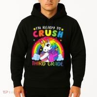 Im Ready To Crush Third Grade Funny Cute Unicorn Rainbow Hoodie thumb 2