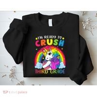 Im Ready To Crush Third Grade Funny Cute Unicorn Rainbow Sweatshirt thumb 2