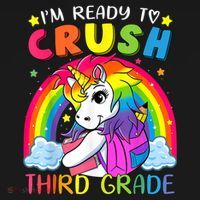 Im Ready To Crush Third Grade Funny Cute Unicorn Rainbow Women's Hoodie thumb 2