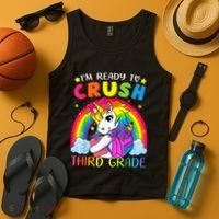 Im Ready To Crush Third Grade Funny Cute Unicorn Rainbow Tank Top thumb 4