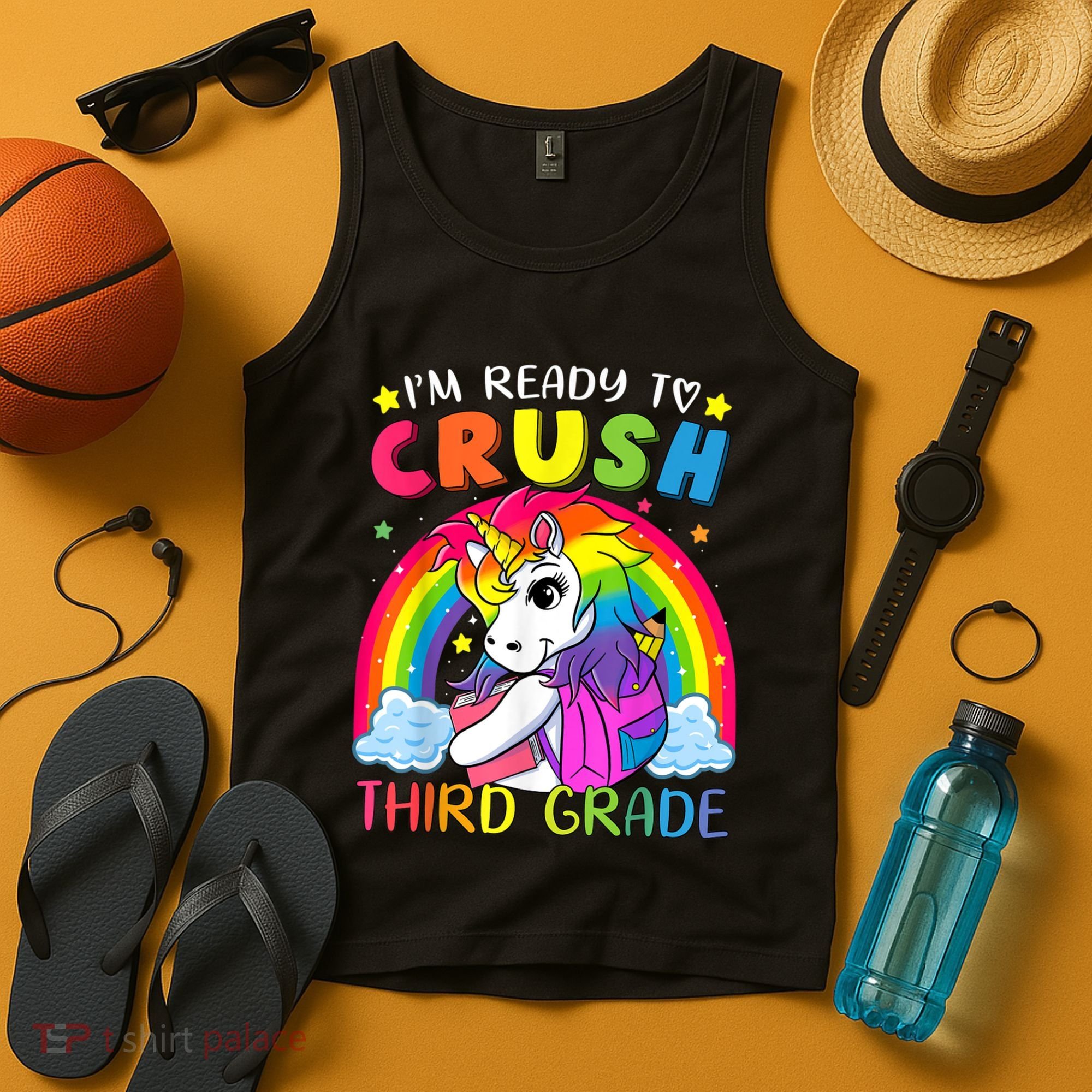 Im Ready To Crush Third Grade Funny Cute Unicorn Rainbow Tank Top