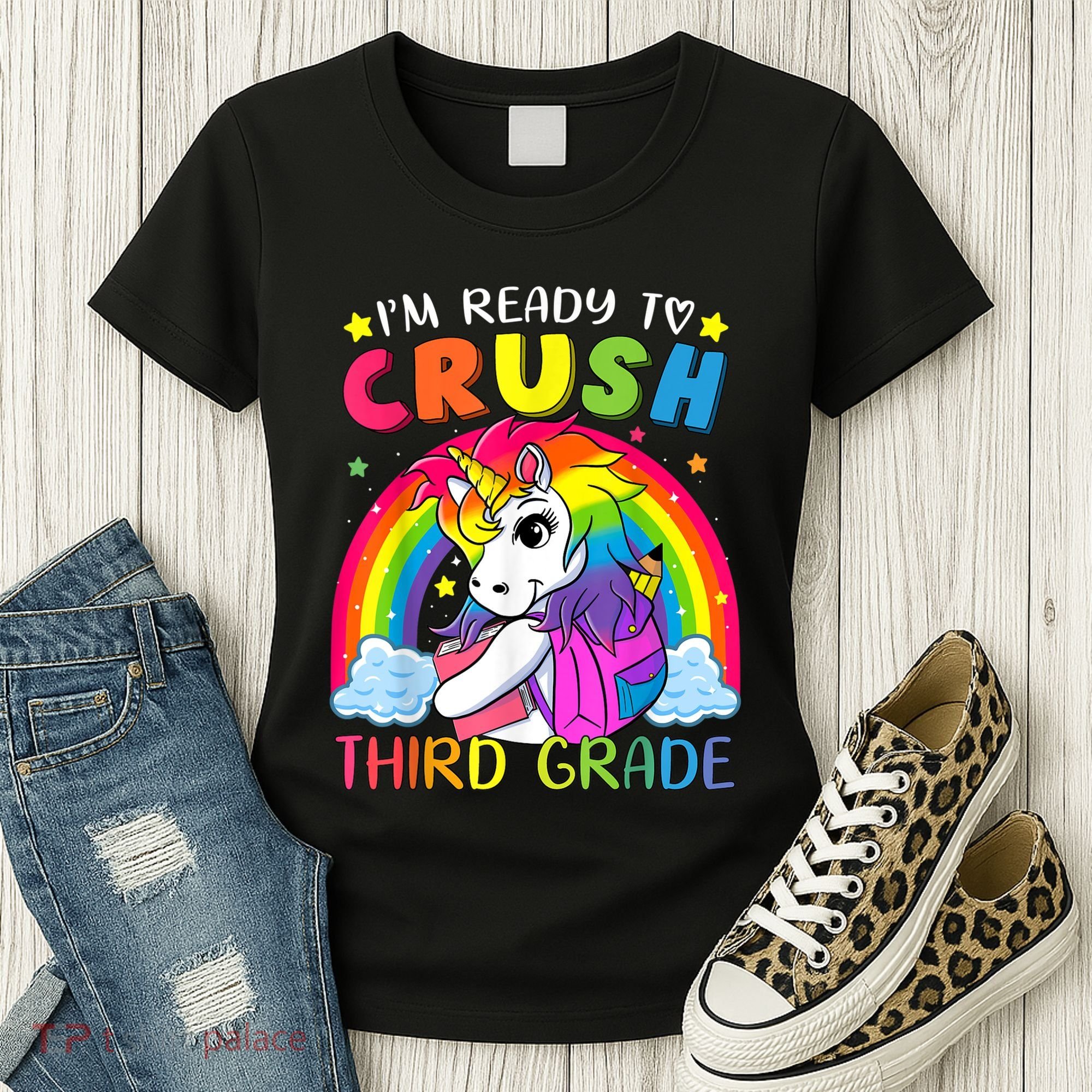 Im Ready To Crush Third Grade Funny Cute Unicorn Rainbow Women's T-Shirt