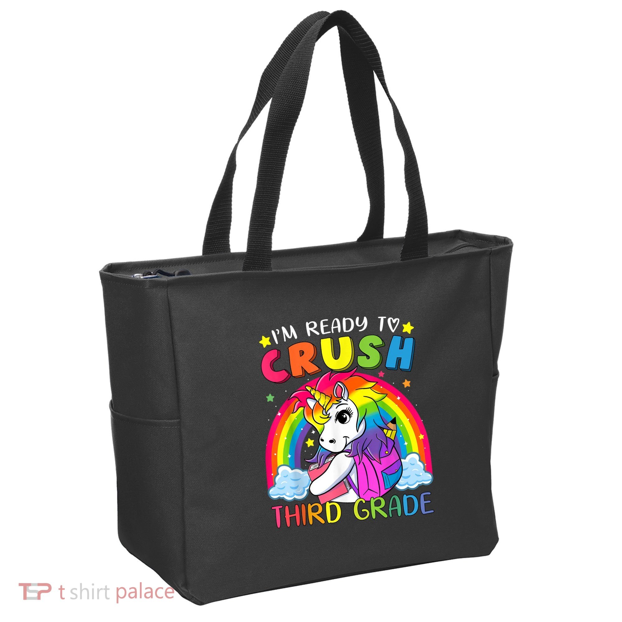 Im Ready To Crush Third Grade Funny Cute Unicorn Rainbow Tote Bag