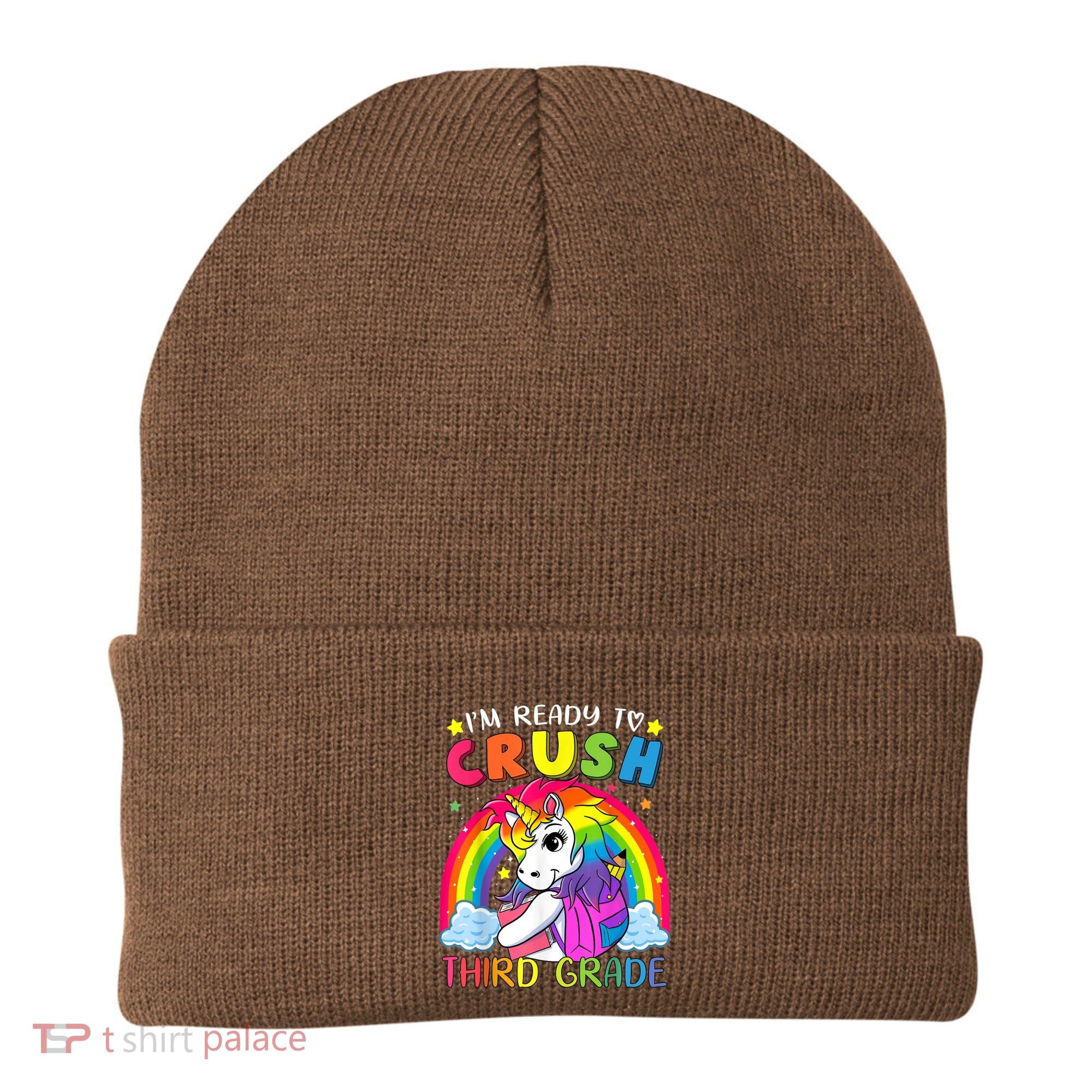 Im Ready To Crush Third Grade Funny Cute Unicorn Rainbow Beanie