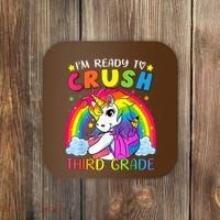Im Ready To Crush Third Grade Funny Cute Unicorn Rainbow Coaster thumb 0