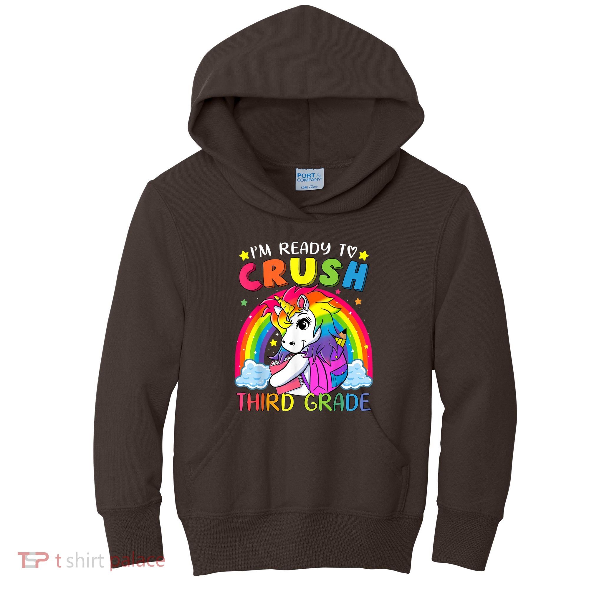 Im Ready To Crush Third Grade Funny Cute Unicorn Rainbow Kids Hoodie