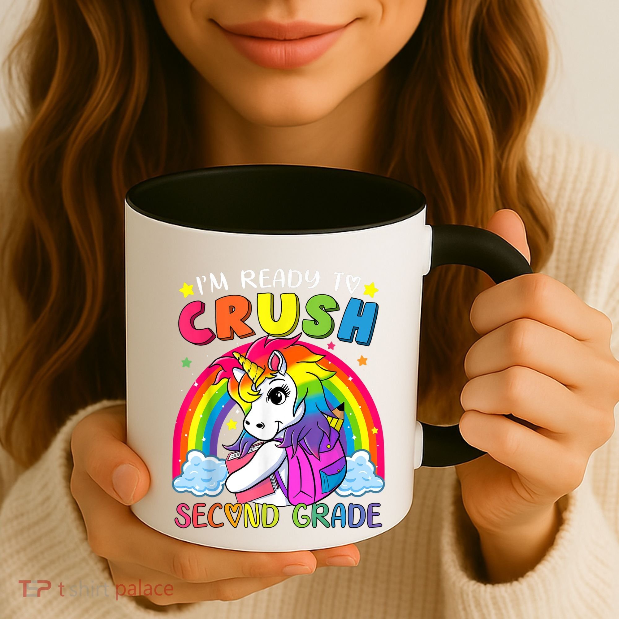 Im Ready To Crush Second Grade Funny Cute Unicorn Rainbow Coffee Mug