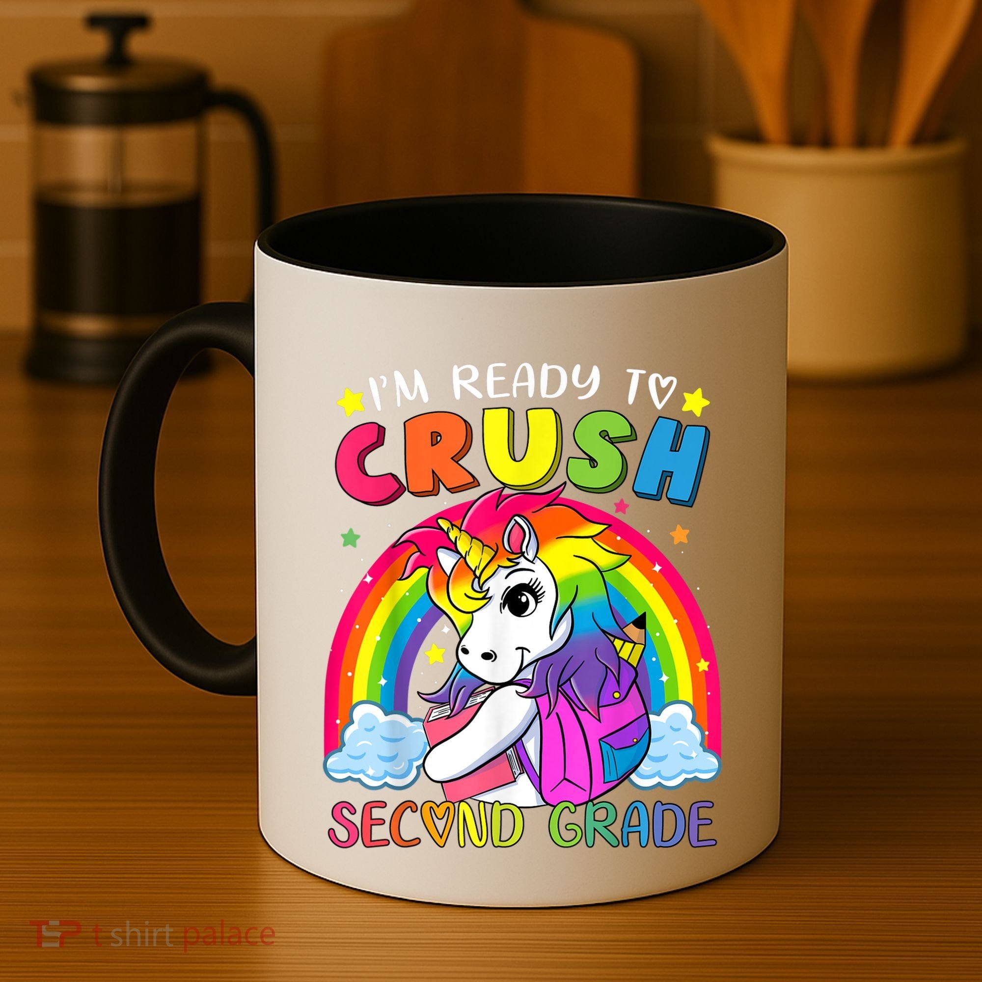 Im Ready To Crush Second Grade Funny Cute Unicorn Rainbow Coffee Mug