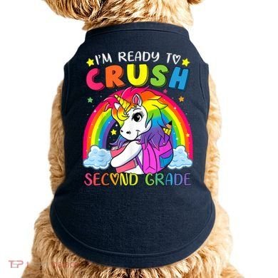 Im Ready To Crush Second Grade Funny Cute Unicorn Rainbow Doggie Tank