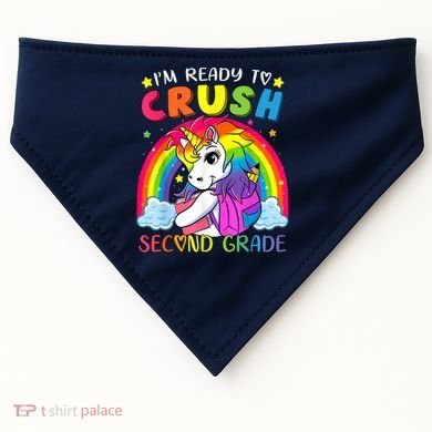 Im Ready To Crush Second Grade Funny Cute Unicorn Rainbow USA-Made Doggie Bandana