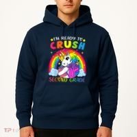 Im Ready To Crush Second Grade Funny Cute Unicorn Rainbow Hoodie thumb 2