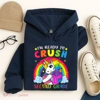 Im Ready To Crush Second Grade Funny Cute Unicorn Rainbow Hoodie thumb 4