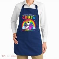Im Ready To Crush Second Grade Funny Cute Unicorn Rainbow Apron thumb 2