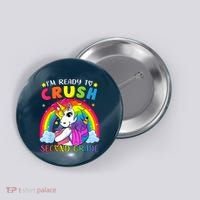 Im Ready To Crush Second Grade Funny Cute Unicorn Rainbow Button thumb 0