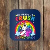 Im Ready To Crush Second Grade Funny Cute Unicorn Rainbow Coaster thumb 0