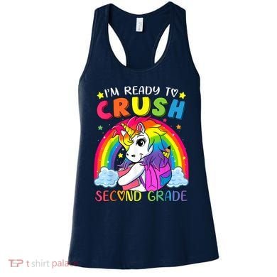 Im Ready To Crush Second Grade Funny Cute Unicorn Rainbow Women's Tank Top