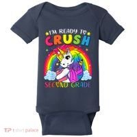Im Ready To Crush Second Grade Funny Cute Unicorn Rainbow Baby Bodysuit thumb 0