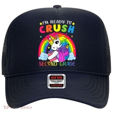 Im Ready To Crush Second Grade Funny Cute Unicorn Rainbow Hat