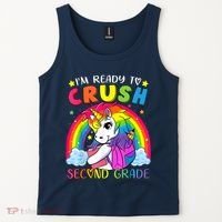 Im Ready To Crush Second Grade Funny Cute Unicorn Rainbow Tank Top thumb 2