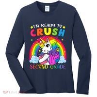 Im Ready To Crush Second Grade Funny Cute Unicorn Rainbow Women's Long Sleeve Shirt thumb 0