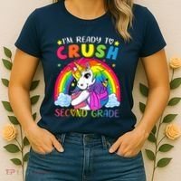 Im Ready To Crush Second Grade Funny Cute Unicorn Rainbow Women's T-Shirt thumb 2