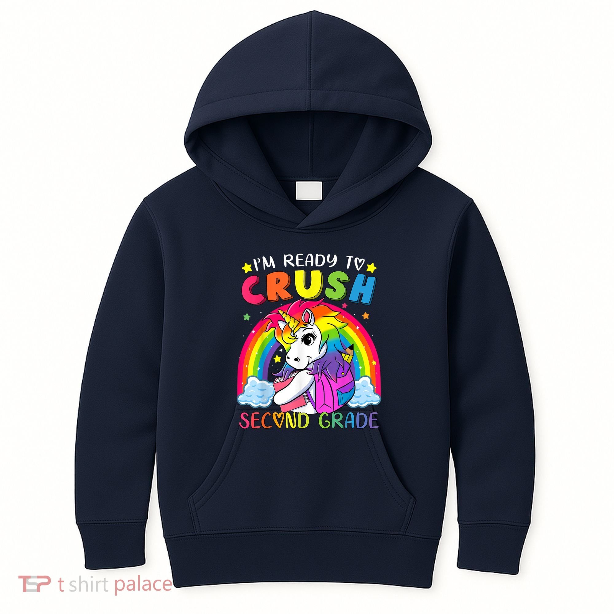 Im Ready To Crush Second Grade Funny Cute Unicorn Rainbow Kids Hoodie