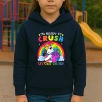 Im Ready To Crush Second Grade Funny Cute Unicorn Rainbow Kids Hoodie thumb 3