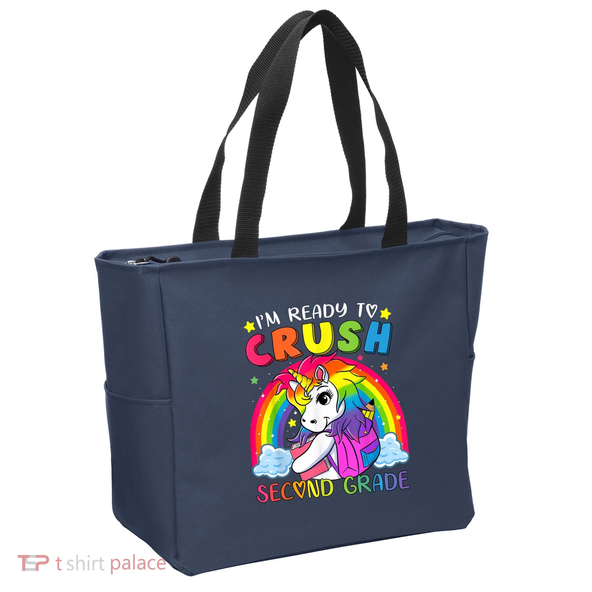 Im Ready To Crush Second Grade Funny Cute Unicorn Rainbow Tote Bag