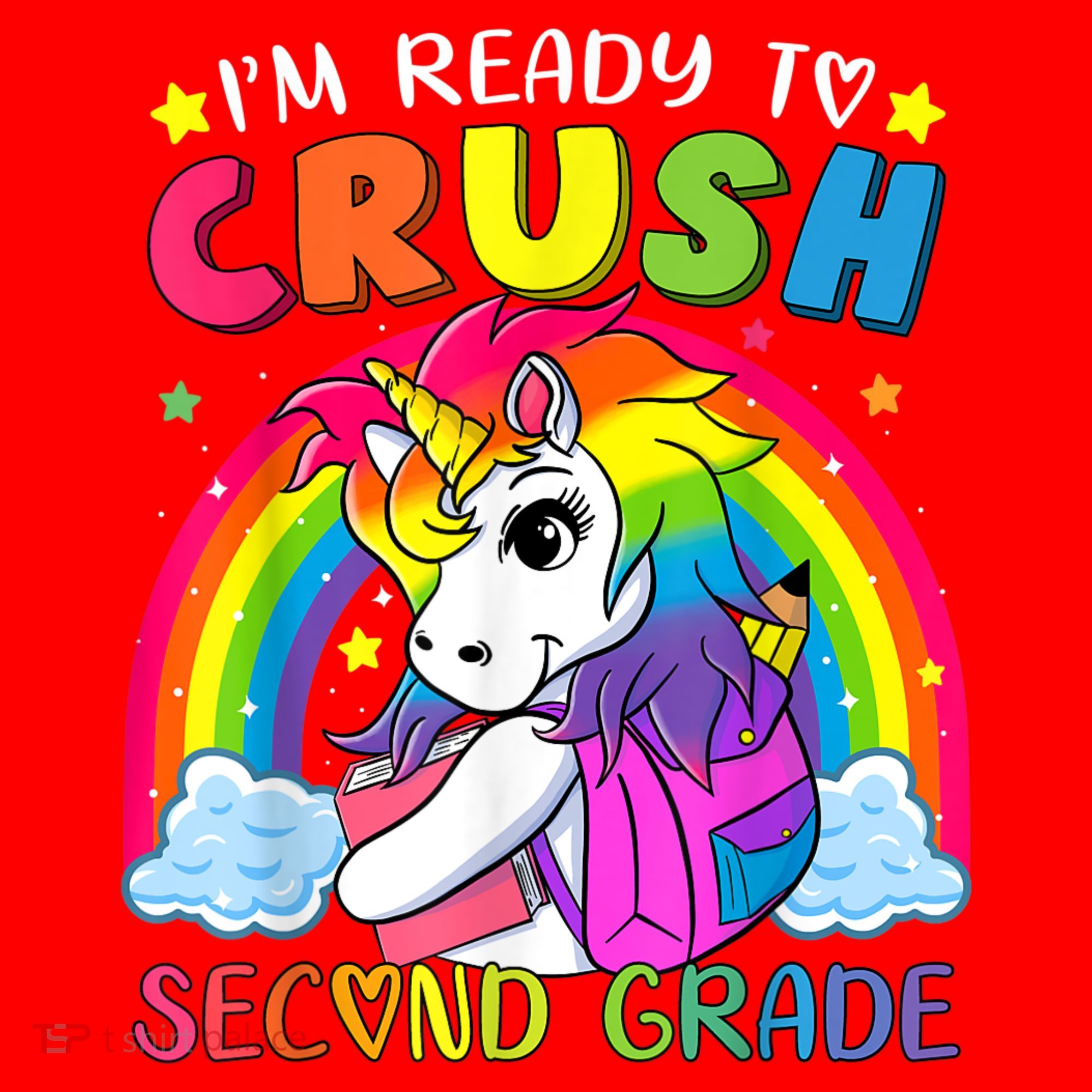 Im Ready To Crush Second Grade Funny Cute Unicorn Rainbow Santa Hat