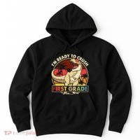 I'm Ready To Crush 1st grade Back To School Dinosaur Hoodie thumb 0