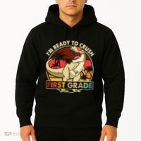 I'm Ready To Crush 1st grade Back To School Dinosaur Hoodie thumb 2