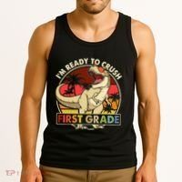 I'm Ready To Crush 1st grade Back To School Dinosaur Tank Top thumb 3