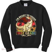 I'm Ready To Crush 1st grade Back To School Dinosaur Kids Sweatshirt thumb 0