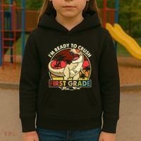 I'm Ready To Crush 1st grade Back To School Dinosaur Kids Hoodie thumb 3
