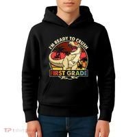 I'm Ready To Crush 1st grade Back To School Dinosaur Kids Hoodie thumb 4