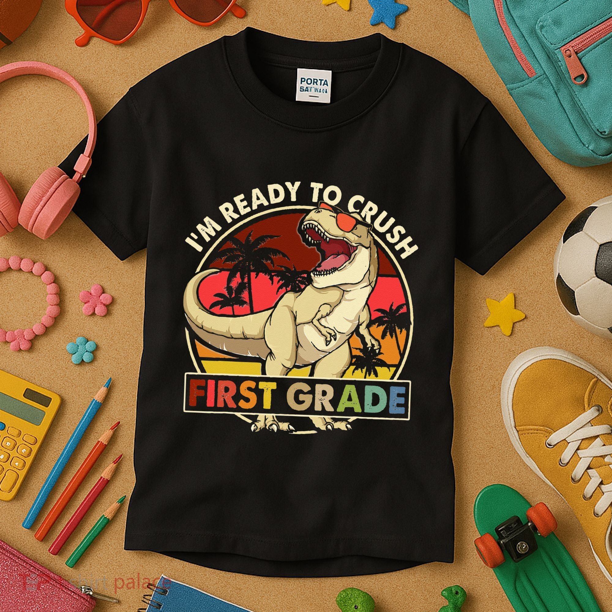 I'm Ready To Crush 1st grade Back To School Dinosaur Kids T-Shirt
