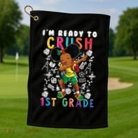 Im Ready To Crush 1St Grade Dabbing Afro Funny Gift Funny Gift Golf Towel thumb 1