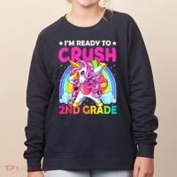 Im Ready To Crush 2nd Grade Dabbing Unicorn Back To School Women's Sweatshirt thumb 0