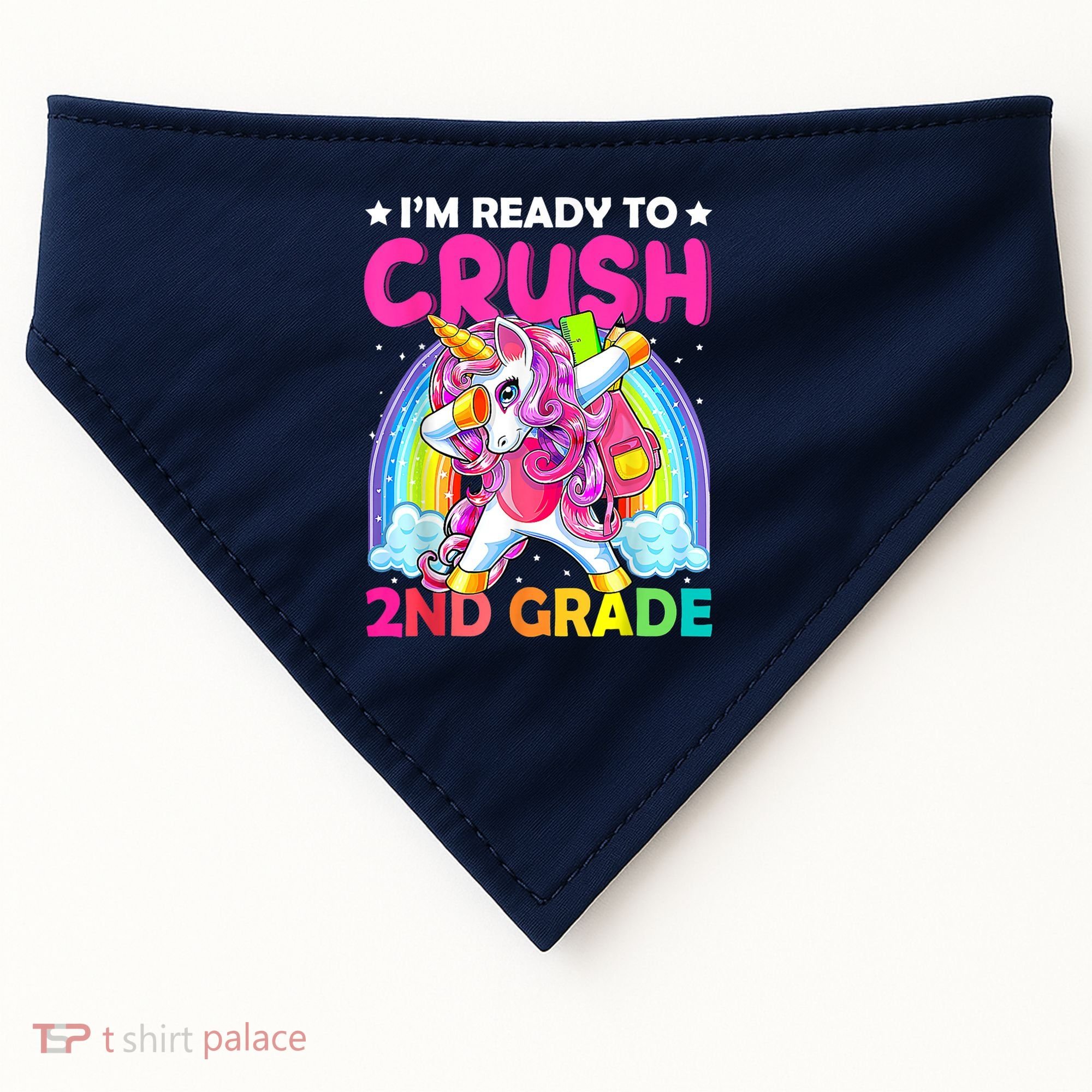 Im Ready To Crush 2nd Grade Dabbing Unicorn Back To School USA-Made Doggie Bandana