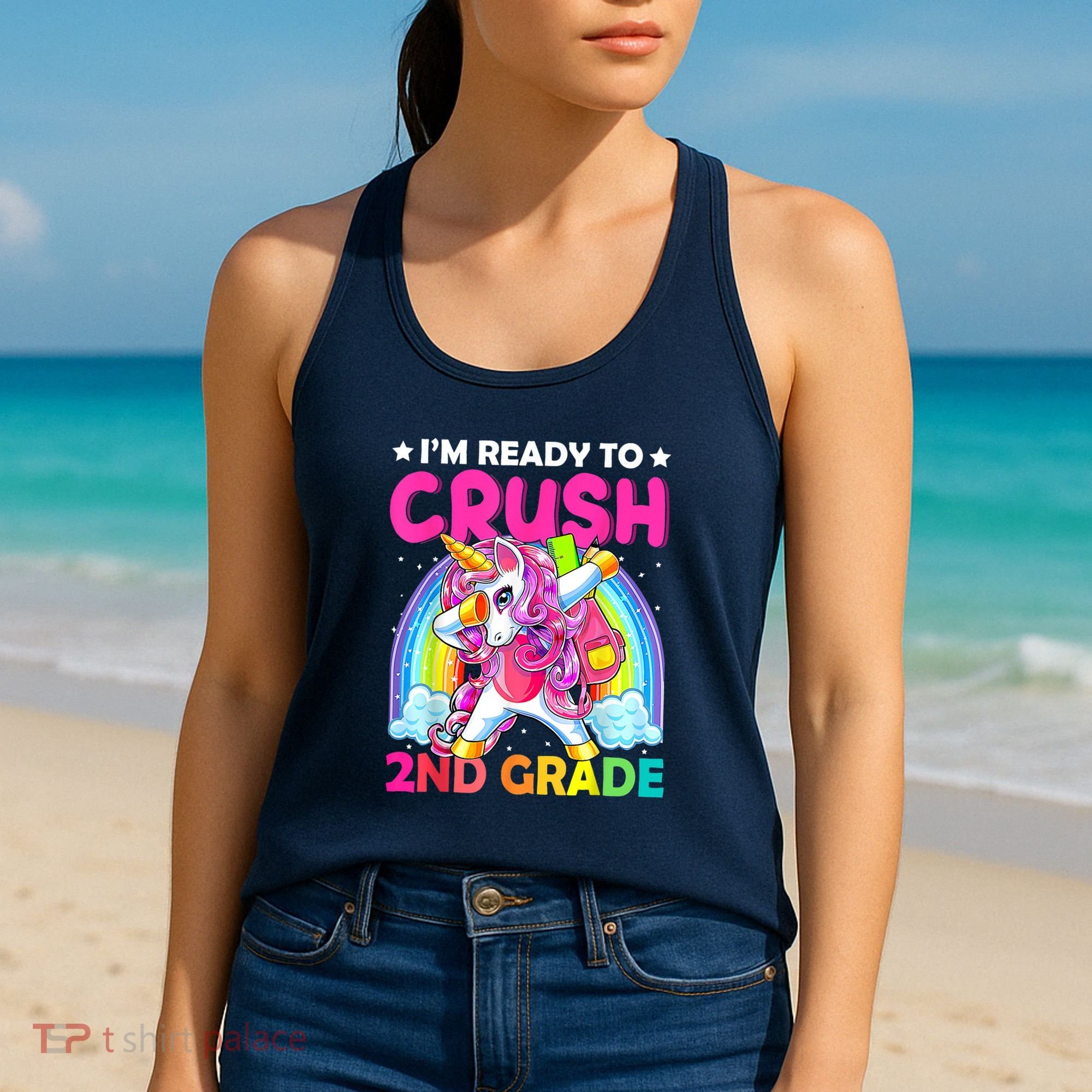 Im Ready To Crush 2nd Grade Dabbing Unicorn Back To School Women's Tank Top