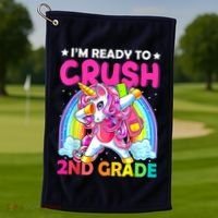 Im Ready To Crush 2nd Grade Dabbing Unicorn Back To School Golf Towel thumb 1
